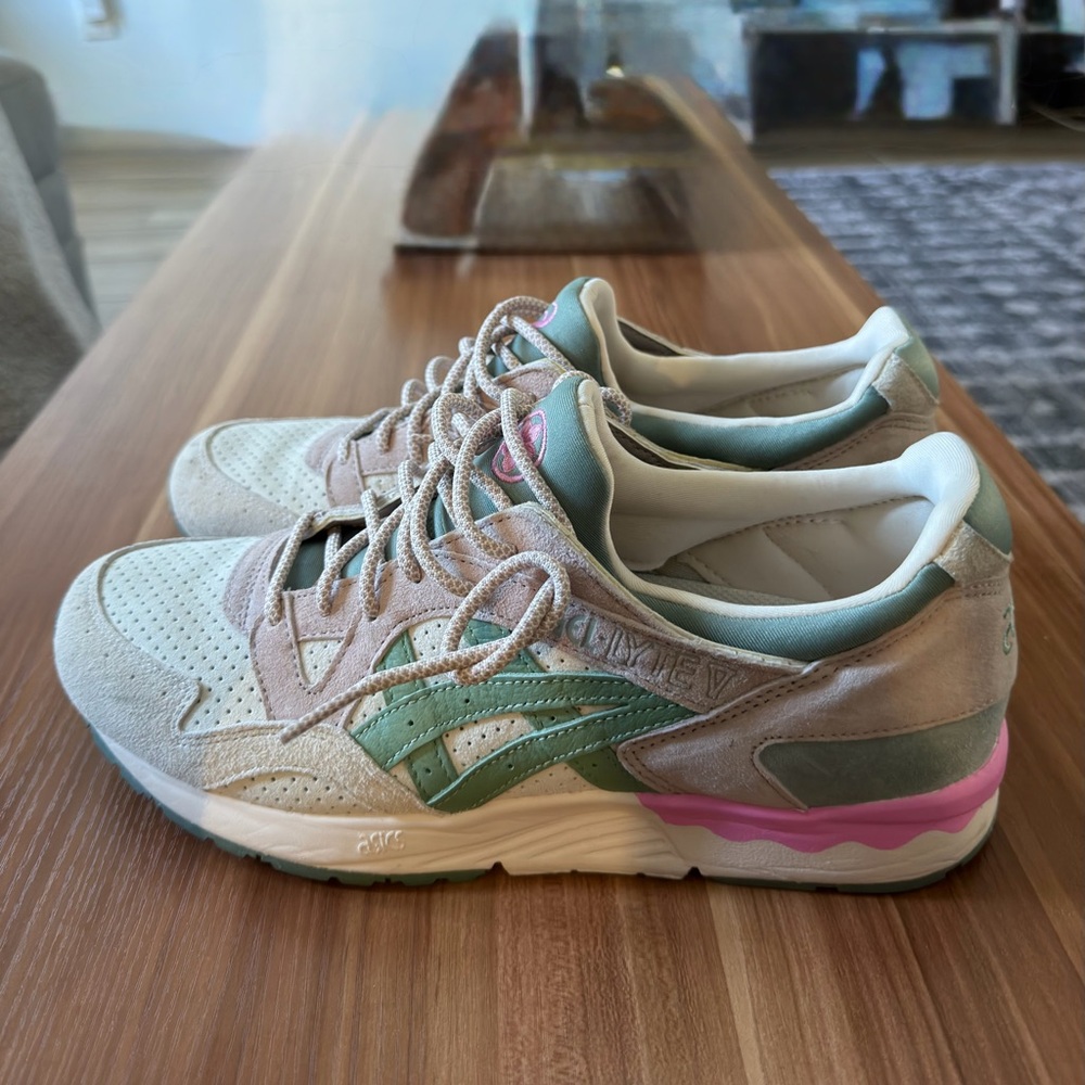 ASICS Gel‑Lyte V Sneakers (Beige/Green/Pink colorway)